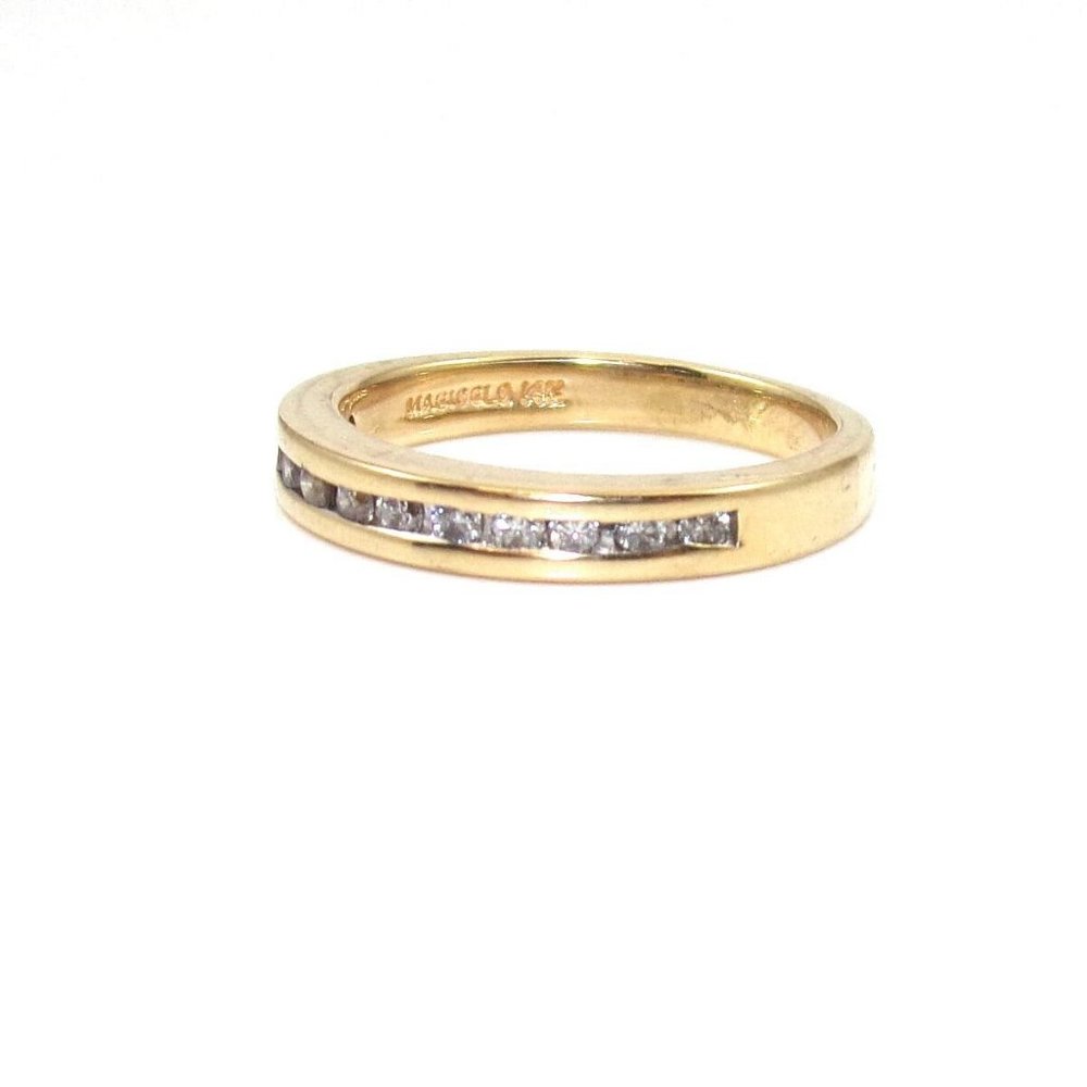 Magic Glo 14k Yellow Gold Natural Diamond Wedding Band Ring Size 4.75 View 3